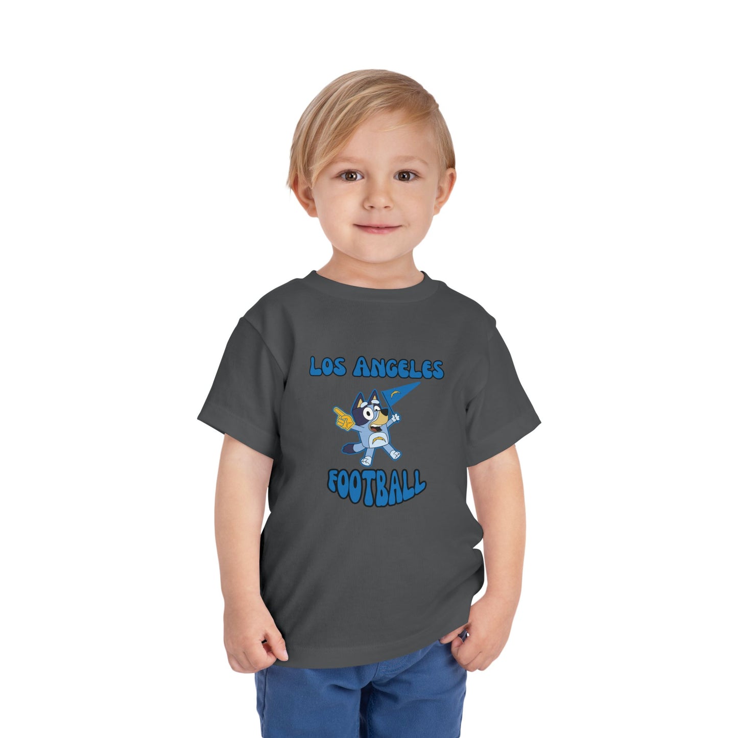 Toddler Bluey Design Las Angeles Chargers Football -Inspired T-Shirt