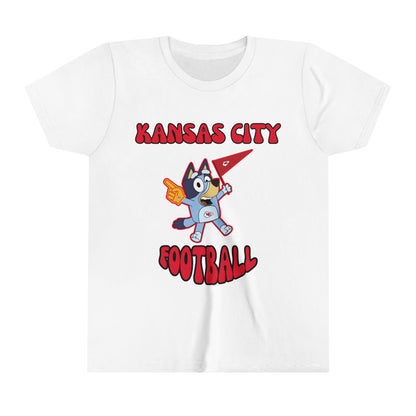 Youth Bluey Design Kansas City Chiefs Football -Inspired T-Shirt