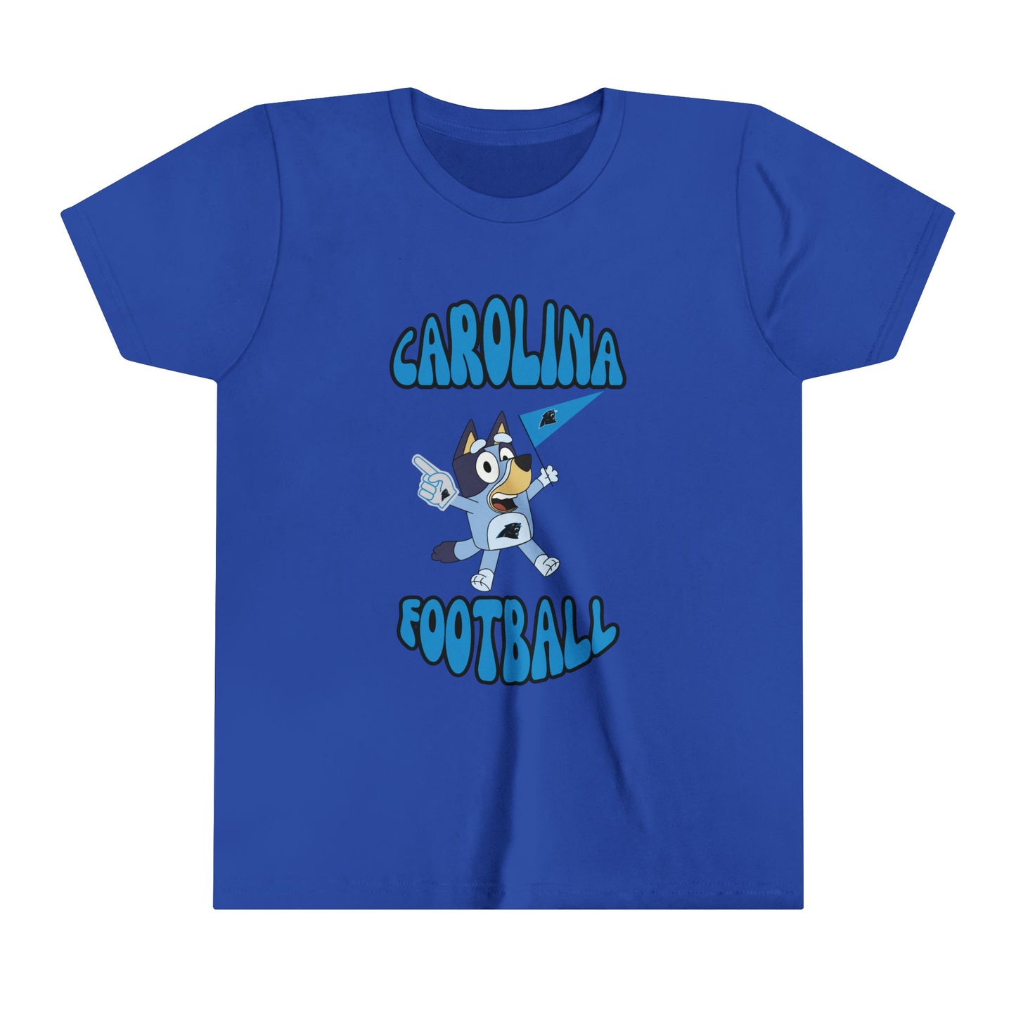 Youth Bluey Design Carolina Panthers Football -Inspired T-Shirt