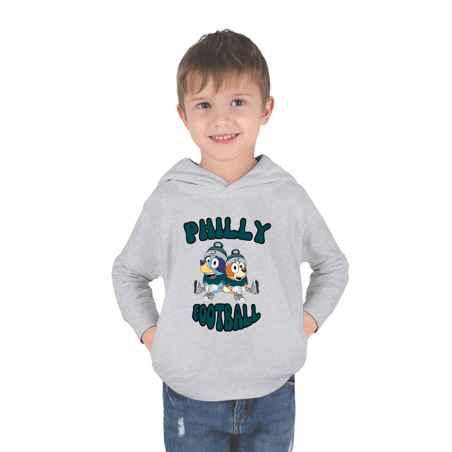 Toddler Bluey & Bingo Design Philadelphia Eagles Football - Inspired Pullover Fleece Hoodie