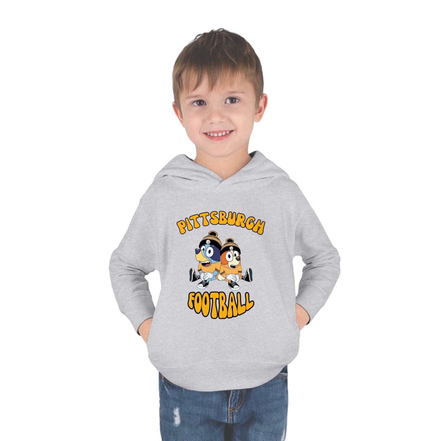 Toddler Bluey & Bingo Design Pittsburgh Steelers Football - Inspired Pullover Fleece Hoodie