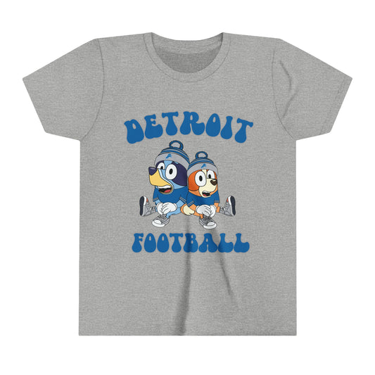 Youth Bluey & Bingo Design Detroit Lions Football - Inspired T-Shirt