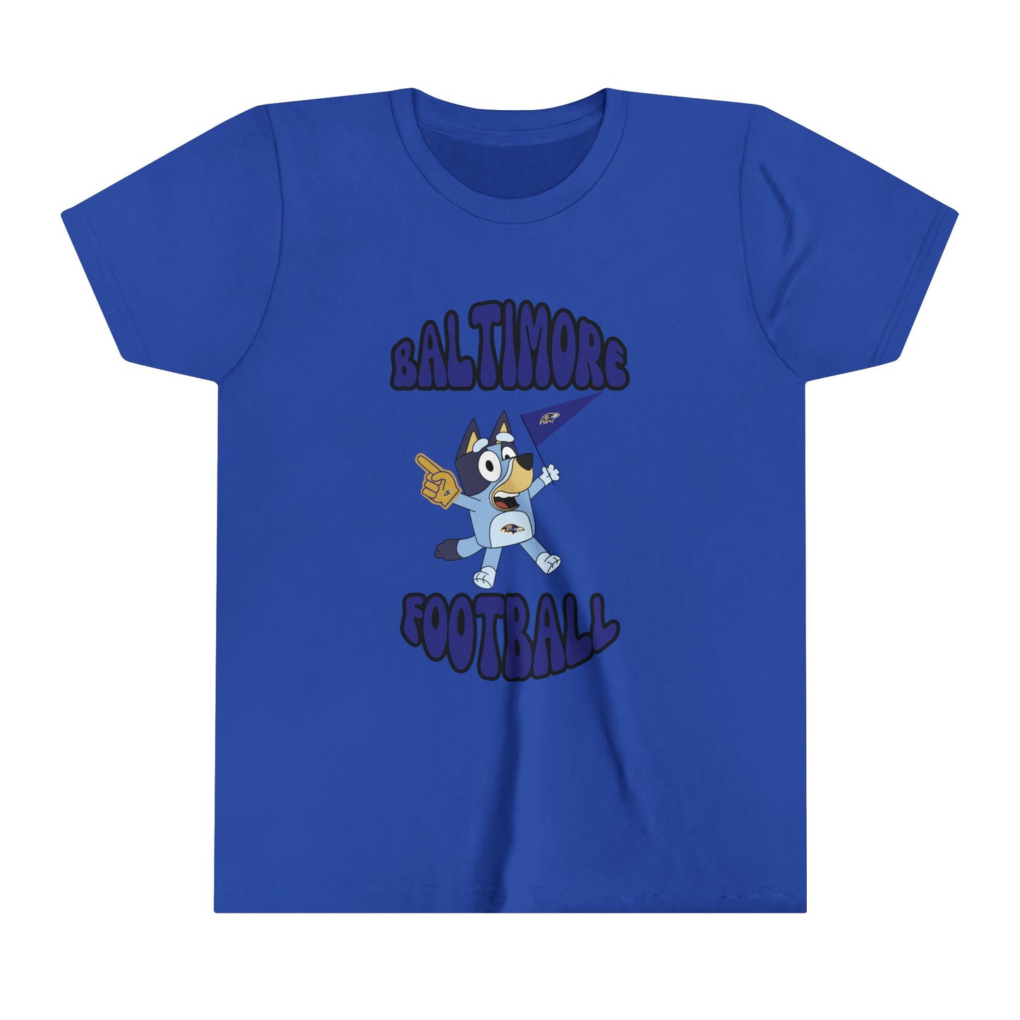 Youth Bluey Design Baltimore Ravens Football -Inspired T-Shirt