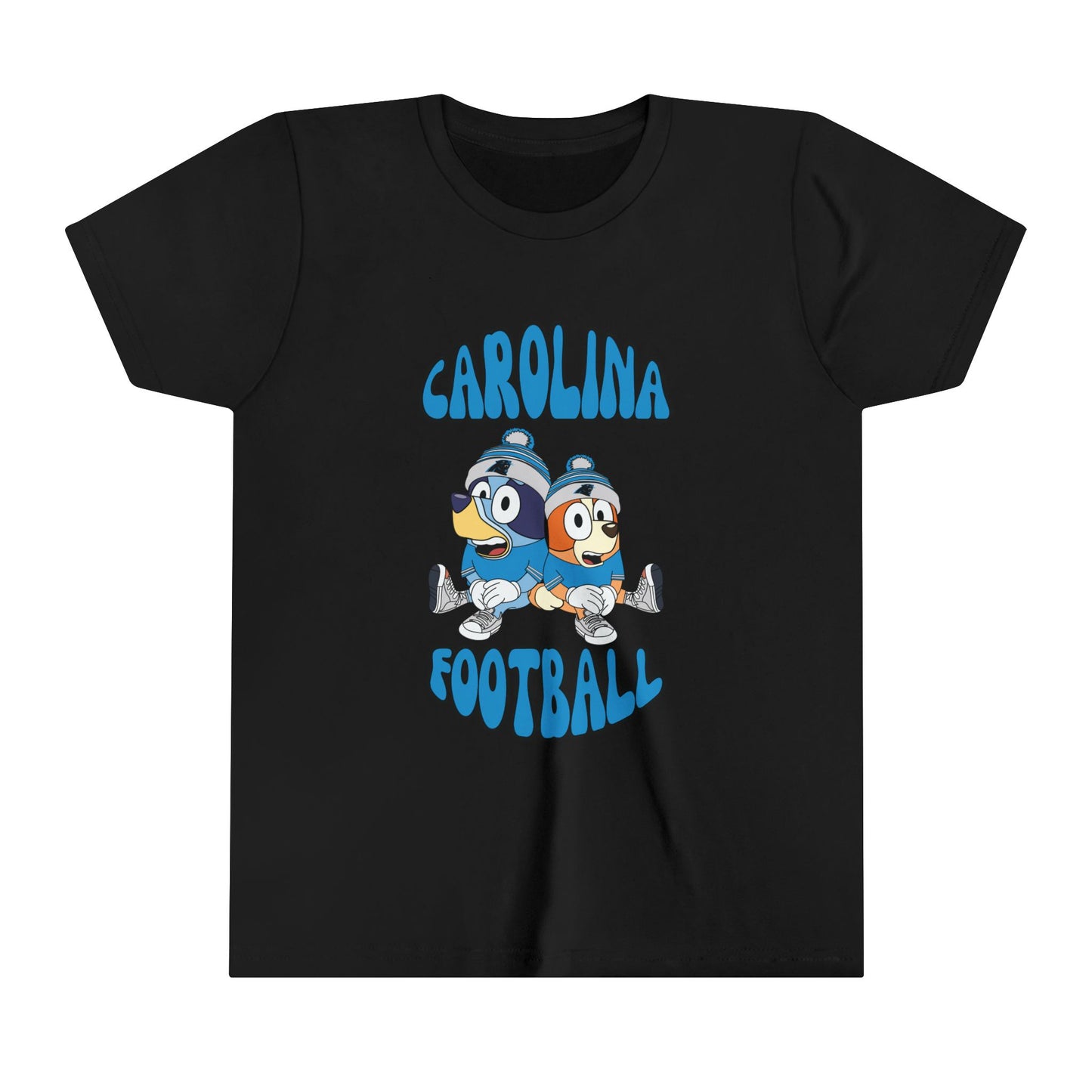 Youth Bluey & Bingo Design Carolina Panthers Football - Inspired T-Shirt