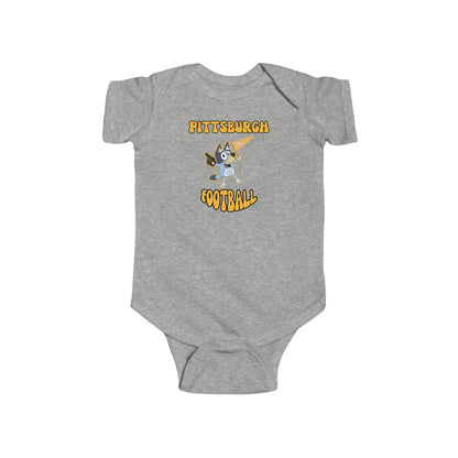 Infant Bluey Design Pittsburgh Steelers Football -Inspired Bodysuit