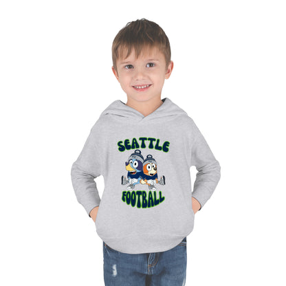 Toddler Bluey & Bingo Design Seahawks Football - Inspired Pullover Fleece Hoodie