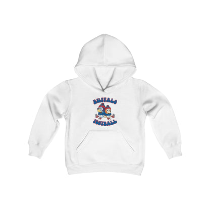 Youth Bluey & Bingo Design Buffalo Bills Football - Inspired Heavy Blend Hooded Sweatshirt