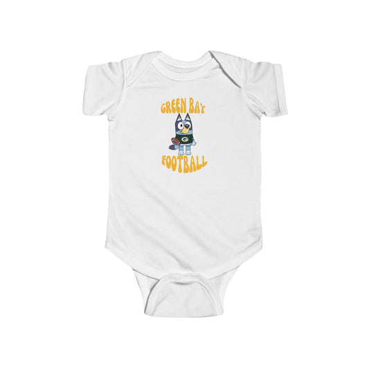 Infant Bluey Design Green Bay Packers Football -Inspired Bodysuit