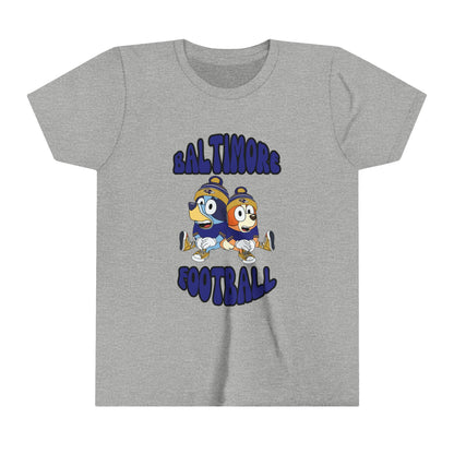 Youth Bluey & Bingo Design Ravens Football - Inspired T-Shirt