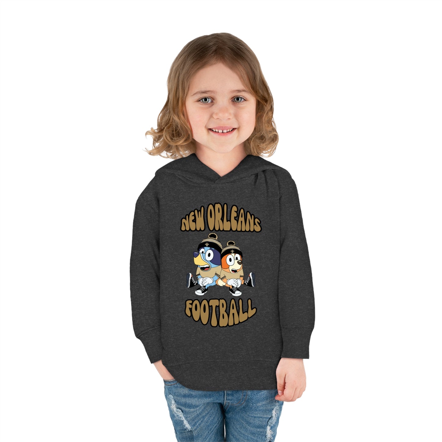 Toddler Bluey & Bingo Design Saints Football - Inspired Pullover Fleece Hoodie