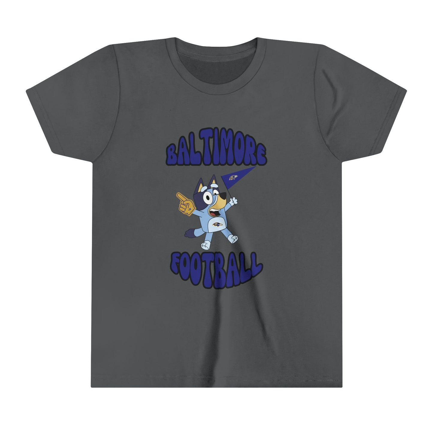 Youth Bluey Design Baltimore Ravens Football -Inspired T-Shirt