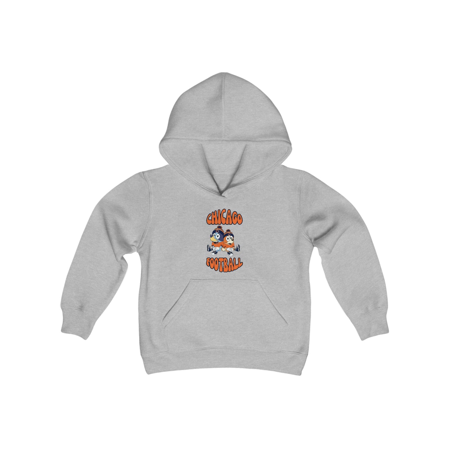 Youth Bluey & Bingo Design Bears Football - Inspired Heavy Blend Hooded Sweatshirt