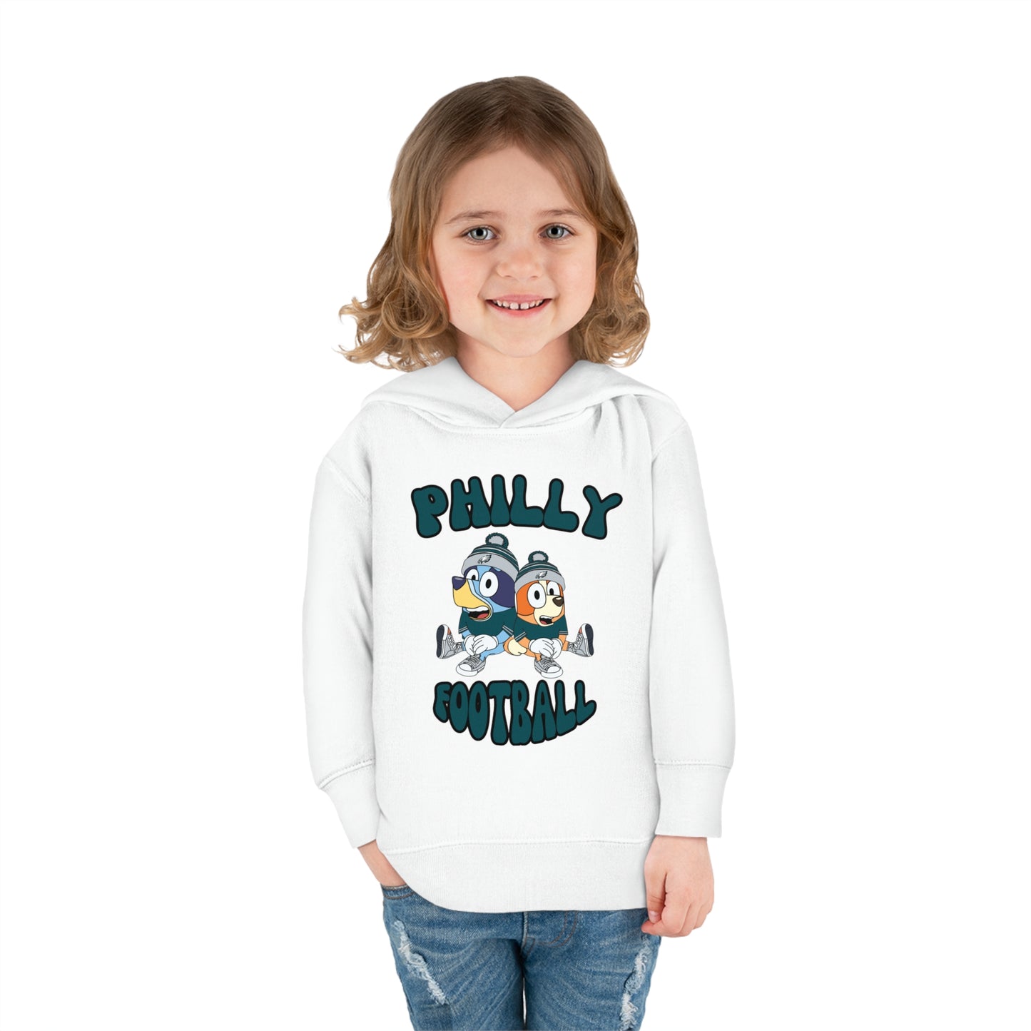 Toddler Bluey & Bingo Design Philadelphia Eagles Football - Inspired Pullover Fleece Hoodie