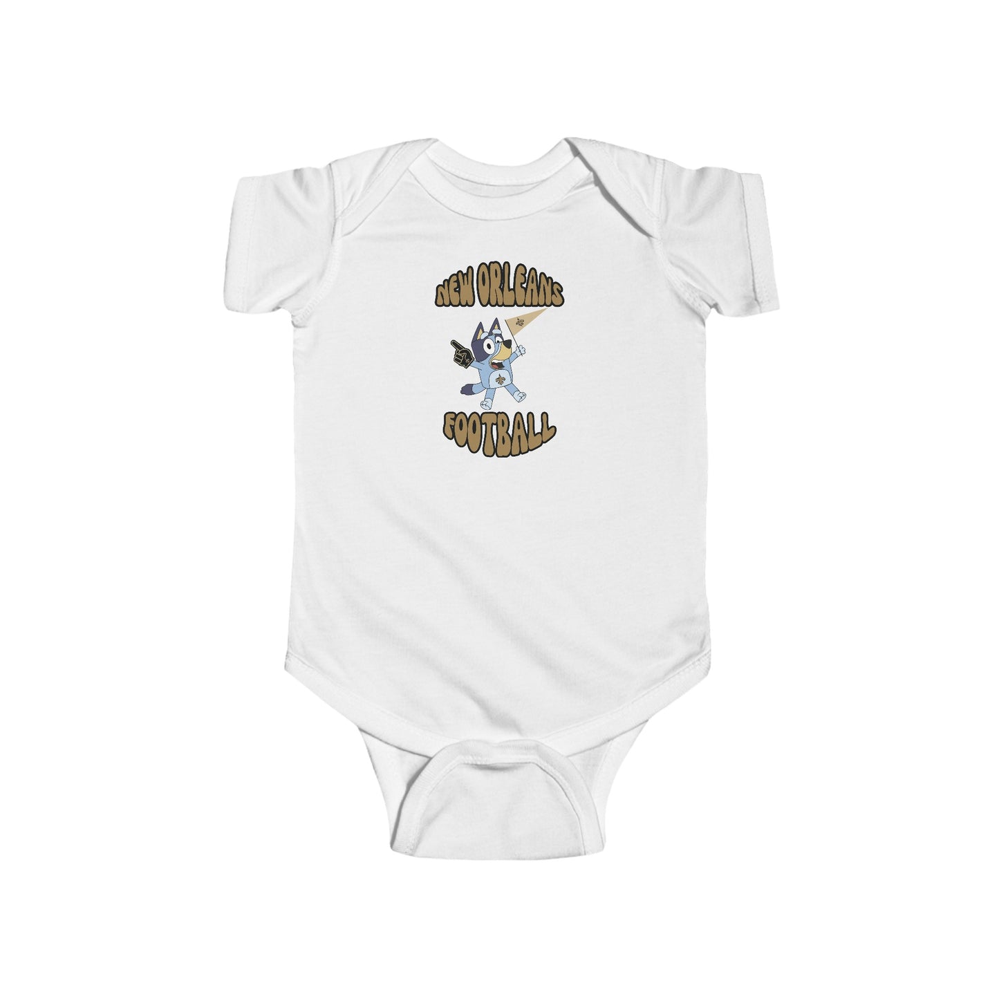 Infant Bluey Design New Orleans Saints Football -Inspired Bodysuit