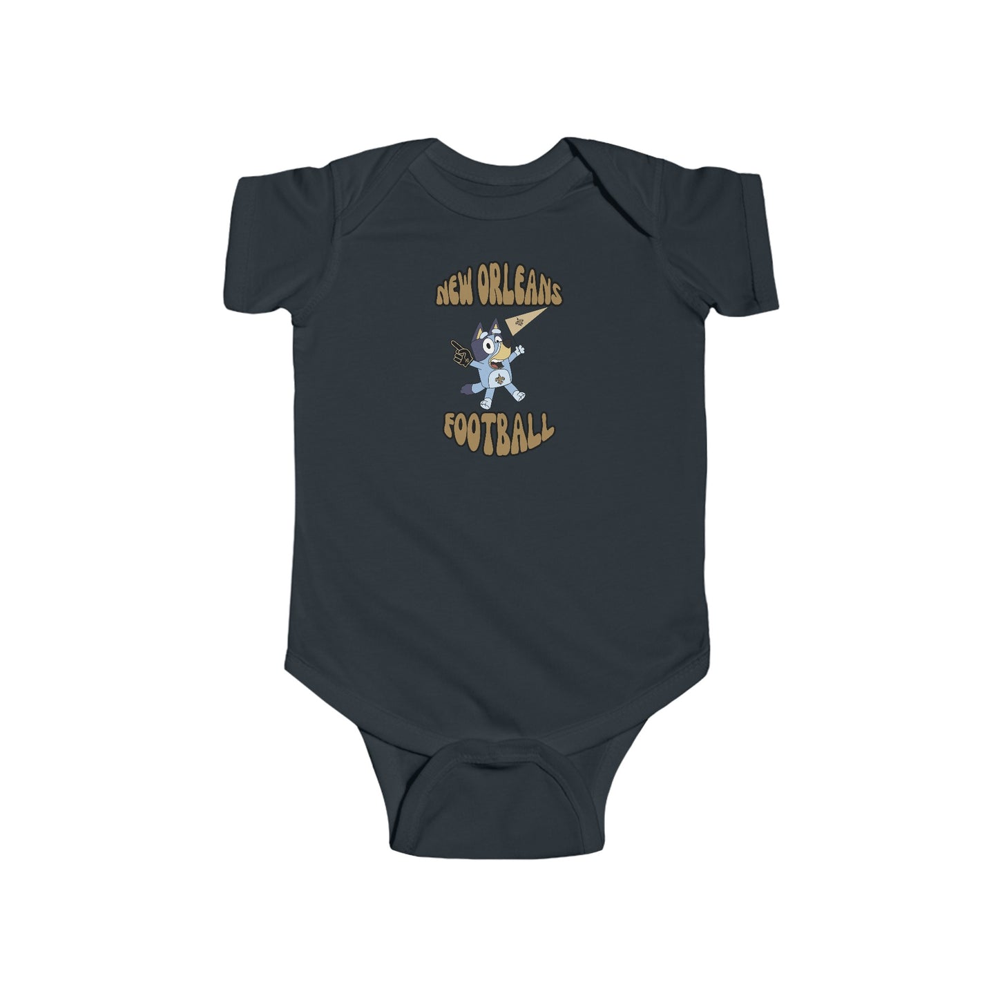 Infant Bluey Design New Orleans Saints Football -Inspired Bodysuit