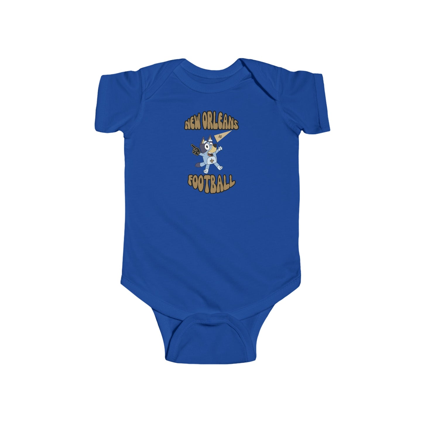 Infant Bluey Design New Orleans Saints Football -Inspired Bodysuit