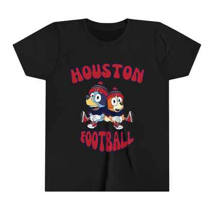 Youth Bluey & Bingo Design Texans Football - Inspired T-Shirt