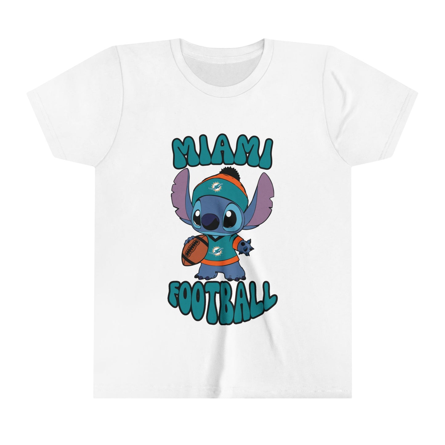 Youth Stitch Design Dolphins Football - Inspired T-Shirt