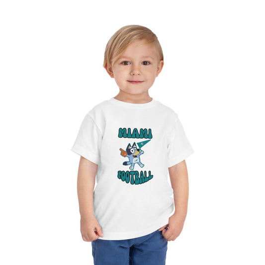 Toddler Bluey Design Miami Dolphins Football -Inspired T-Shirt