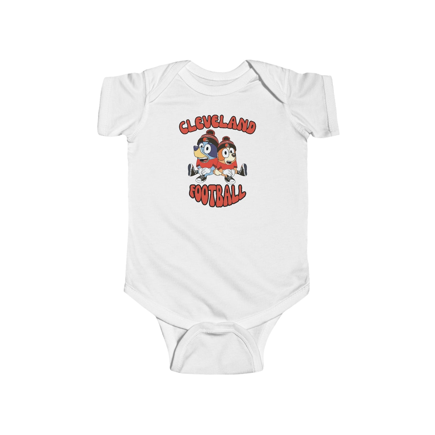 Infant Bluey & Bingo Design Browns Football - Inspired Onesie