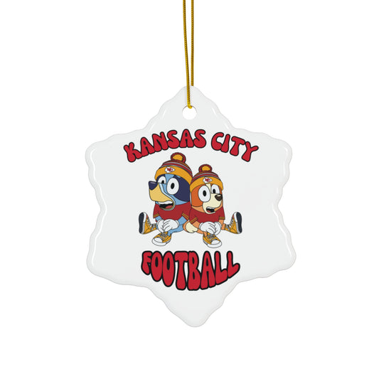 Holiday Ceramic Ornament - Bluey and Bingo Pro Football Inspired