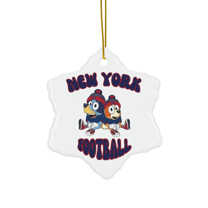 Holiday Ceramic Ornament - Bluey and Bingo Pro Football Inspired