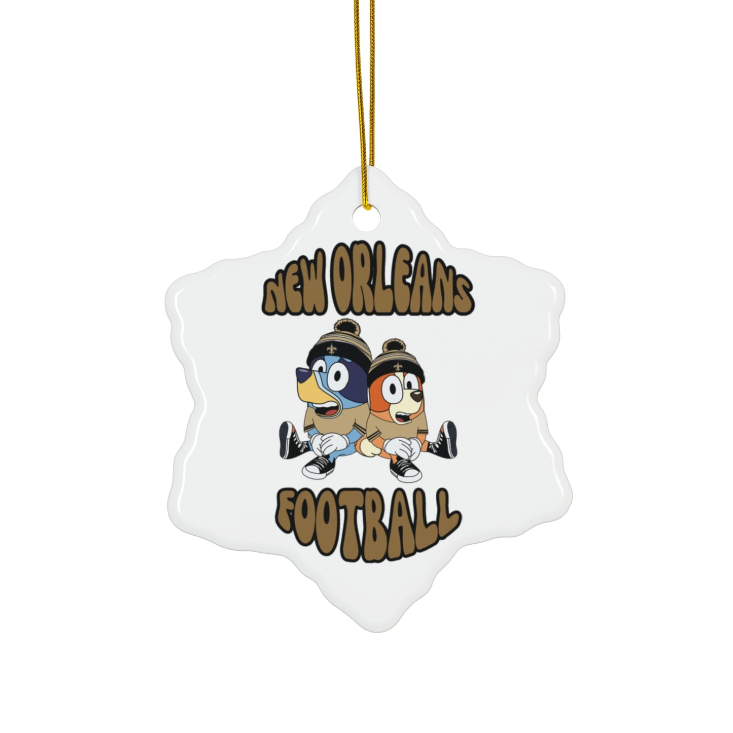 Holiday Ceramic Ornament - Bluey and Bingo Pro Football Inspired